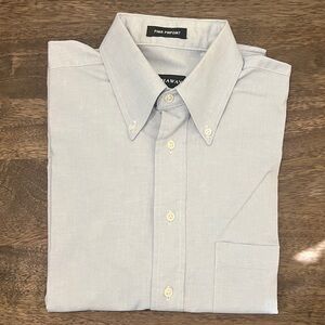 HATHAWAY Light Blue Long Sleeve Button Collar Casual Dress Shirt Size 15.5 x 32